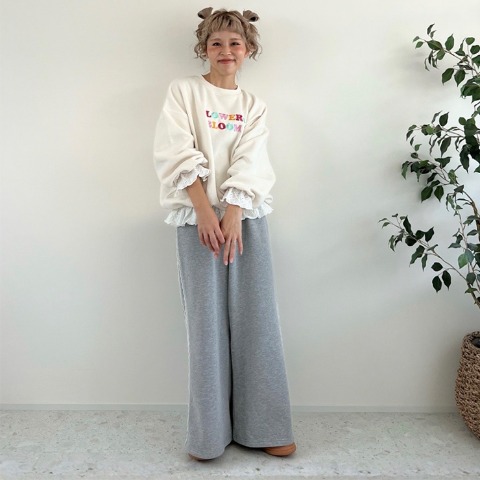 レディース　レース使いスウェットパンツ（ayano）