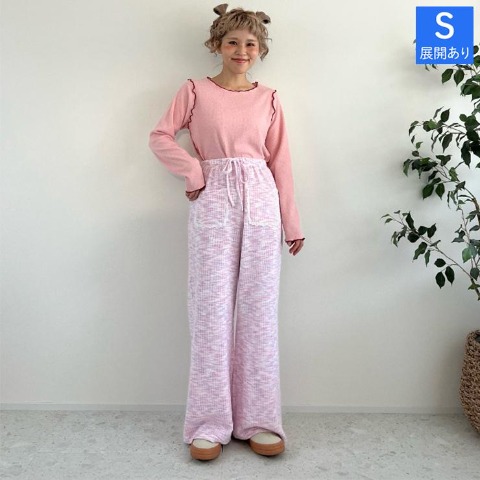 レディース　メランジ柄ワイドパンツ（ayano）