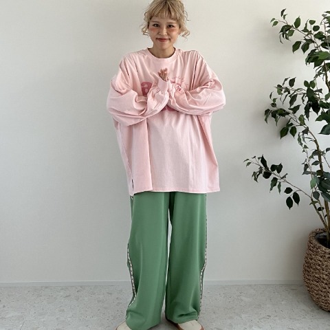 レディース　花柄サイドラインカラーパンツ（ayano）