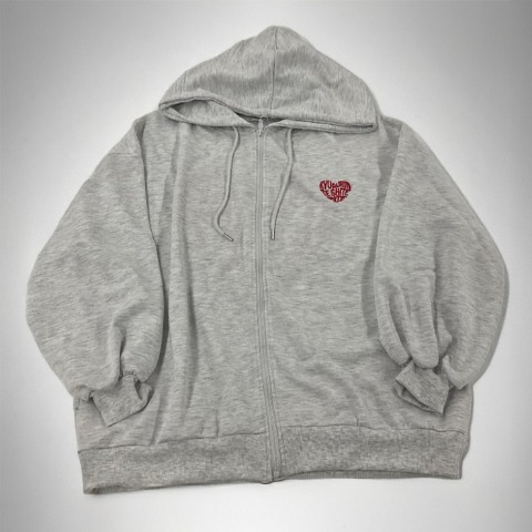 レディース　ハートロゴジップパーカ（きゅるりんってしてみて）