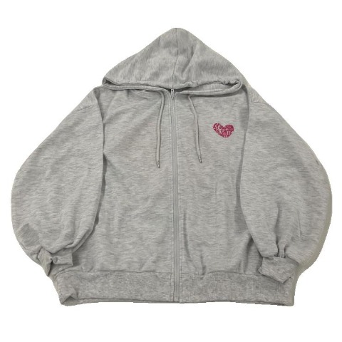 レディース　ハートロゴジップパーカ（きゅるりんってしてみて）