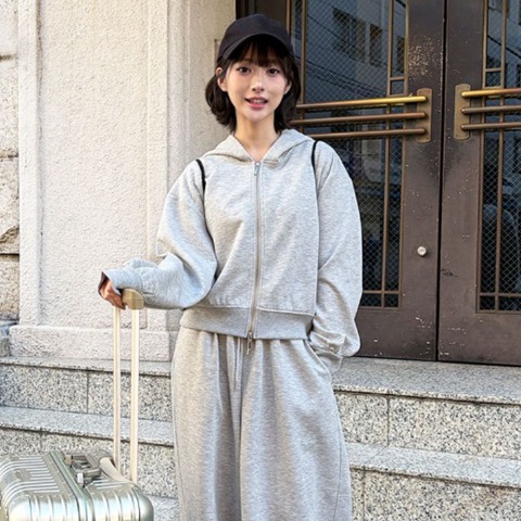 レディース　ラメダンボールジップパーカ（ハニカム）