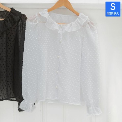 レディース　シアーフリルブラウス（青木美沙子）