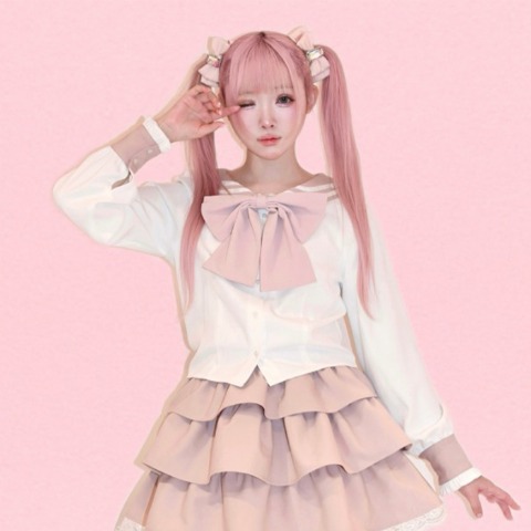 レディース　セーラー襟レースジャケット（桃饅頭ちゃん）