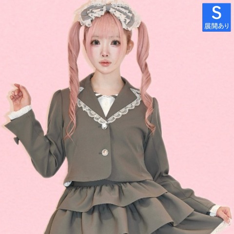 レディース　フリルテーラードジャケット（桃饅頭ちゃん）