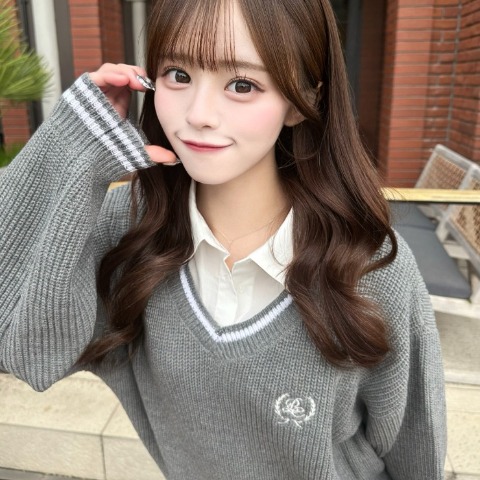 レディース　シャツ襟ニットプルオーバー（さやぽん）