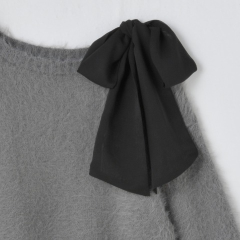 レディース　肩リボン付きニットプルオーバー（瞬間seju）