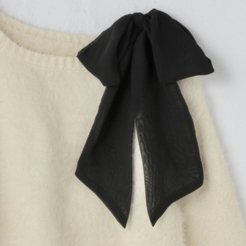 レディース　肩リボン付きニットプルオーバー（瞬間seju）