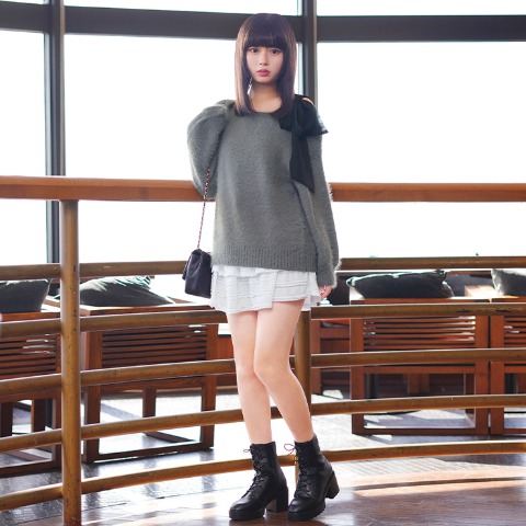 レディース　肩リボン付きニットプルオーバー（瞬間seju）