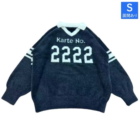 レディース　ナンバリング配色ロゴシャギーニットプルオーバー（きゅるりんてしてみて）