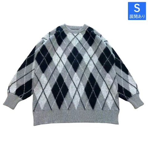 レディース　アーガイル柄ニットチュニック（きゅるりんてしてみて）