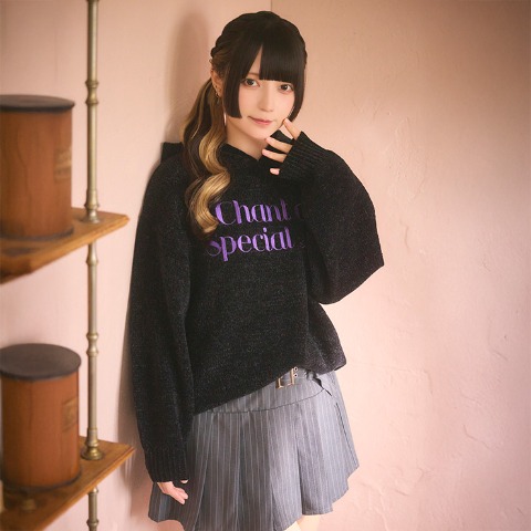 レディース　ロゴ刺繍フーディニットプルオーバー（きゅるりんてしてみて）