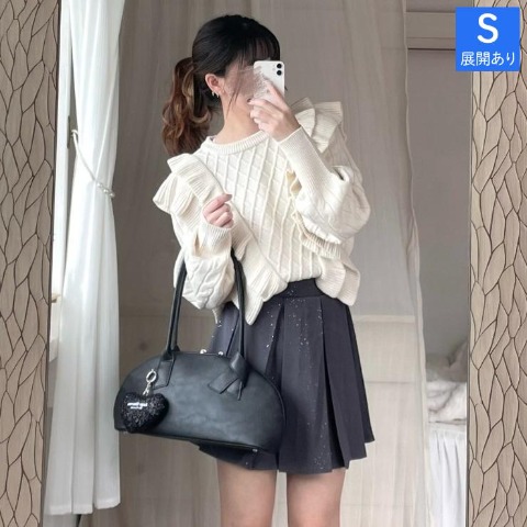 レディース　フリルケーブル編みニットプルオーバー（ERIKA）