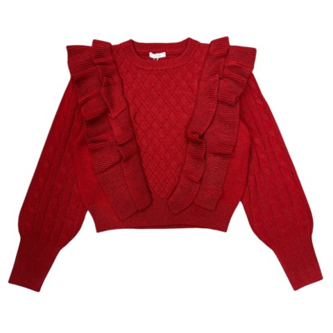 レディース　フリルケーブル編みニットプルオーバー（ERIKA）