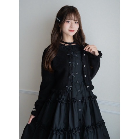 レディース　ハートビジューボタンニットカーディガン(眞白ありす)