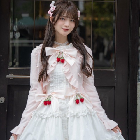 レディース　リボンブローチニットボレロ(眞白ありす)