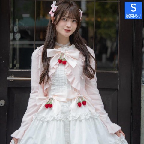 レディース　リボンブローチニットボレロ(眞白ありす)