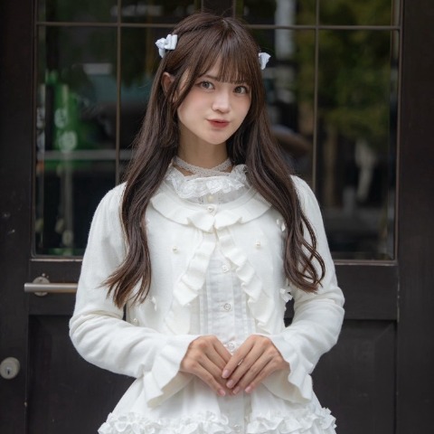 レディース　リボンブローチニットボレロ(眞白ありす)