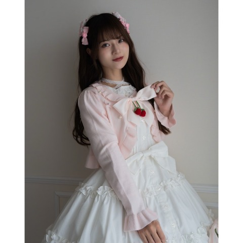 レディース　リボンブローチニットボレロ(眞白ありす)