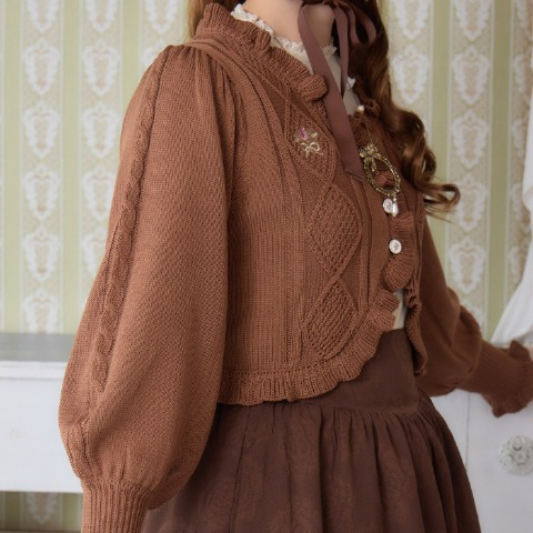レディース　バラ刺繍ニットカーディガン(愛野えり)