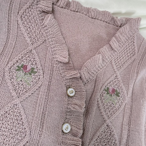 レディース　バラ刺繍ニットカーディガン(愛野えり)