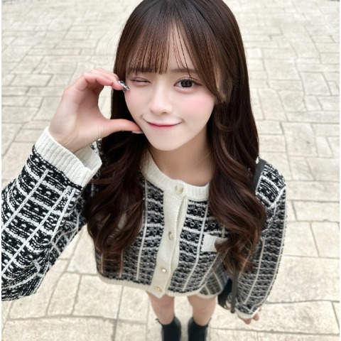 レディース　ツイード柄ラメニットカーディガン（さやぽん）