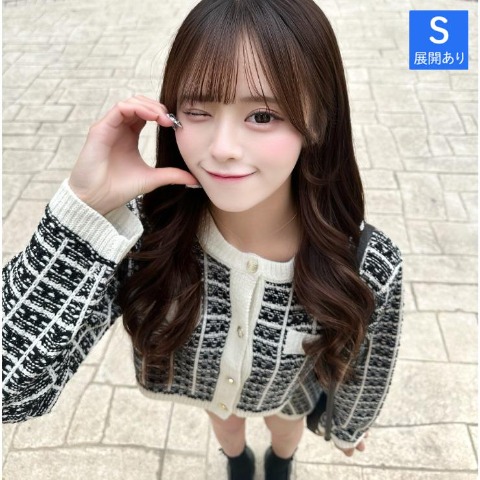 レディース　ツイード柄ラメニットカーディガン（さやぽん）