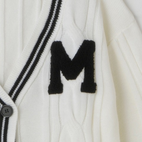 レディース　ロゴ刺繍使いケーブルニットカーディガン（瞬間seju）
