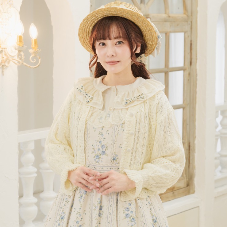 maki カーディガン　しまむら　リボン　ニット　ロリータ　花柄　セーター 新品 しまむら maki コラボ メルミー ピンドット フリルカーディガン