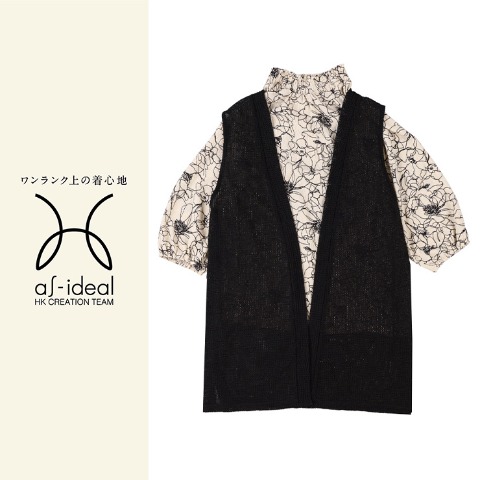 レディース　ジレ+プルオーバー（as-ideal）