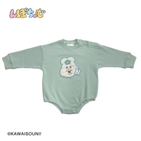 ベビー　長袖アップリケロンパース（70-80cm・んぽちゃむ）