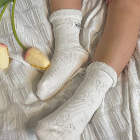 ベビー　クルーソックス（13-18cm・青木菜花)