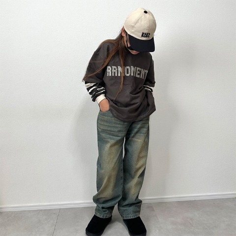 ベビー　レイヤード風長袖Ｔシャツ(80～100cm・RRmoment/RINA)