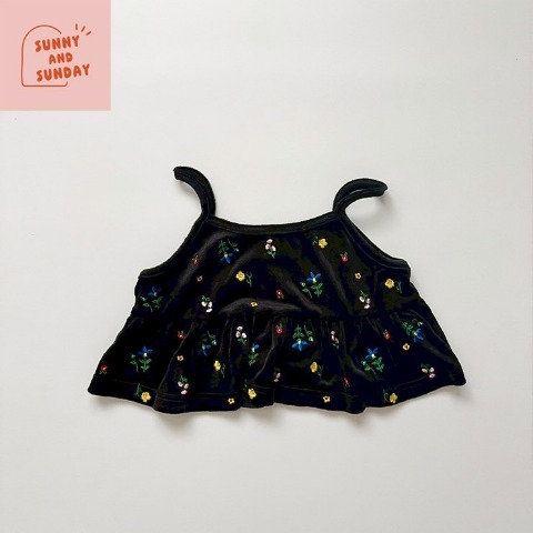 ベビー　ベロア刺しゅうビスチェ（80～100cm・suuny and sunday）