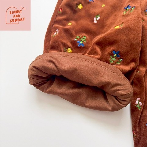 ベビー　ベロア刺しゅうワイドパンツ（80～100cm・suuny and sunday）