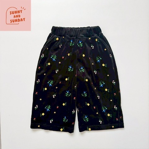 ベビー　ベロア刺しゅうワイドパンツ（80～100cm・suuny and sunday）