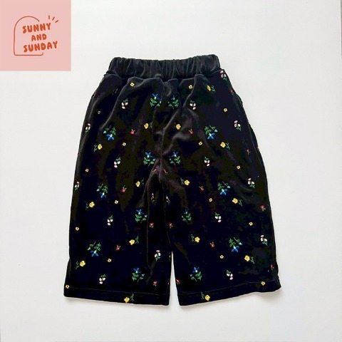 ベビー　ベロア刺しゅうワイドパンツ（80～100cm・suuny and sunday）