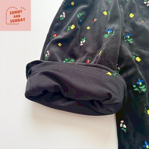 ベビー　ベロア刺しゅうワイドパンツ（80～100cm・suuny and sunday）