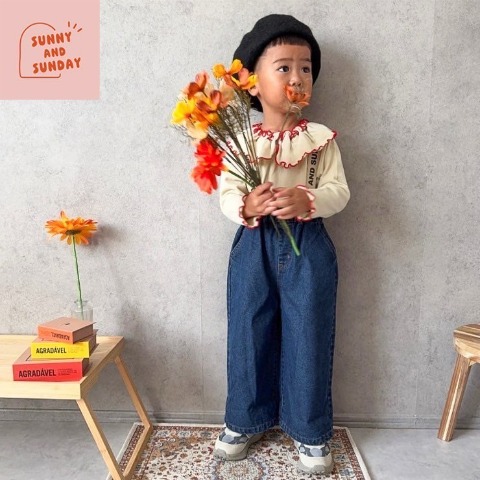 ベビー　サス付きデニムパンツ（80～100cm・suuny and sunday)