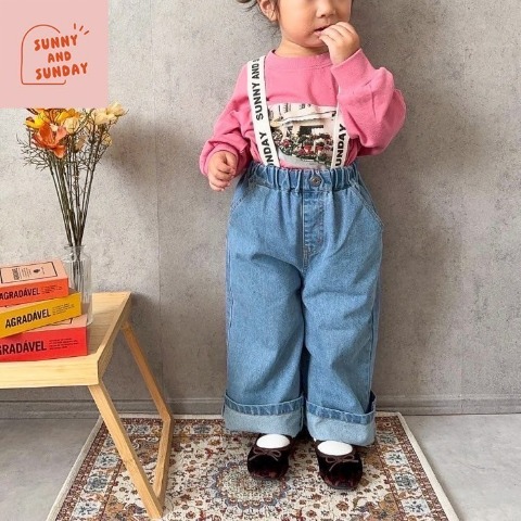 ベビー　サス付きデニムパンツ（80～100cm・suuny and sunday)