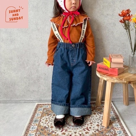 ベビー　サス付きデニムパンツ（80～100cm・suuny and sunday)