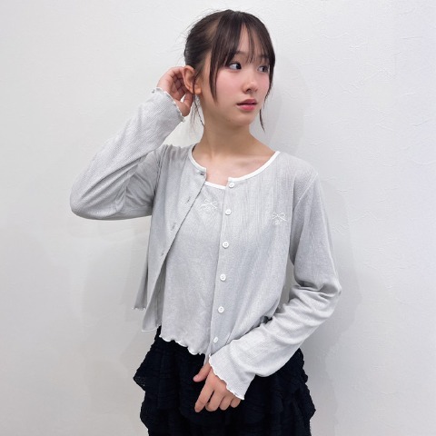 キッズ　カーディガン+キャミソールセット（140～160cm・mir..×hina)