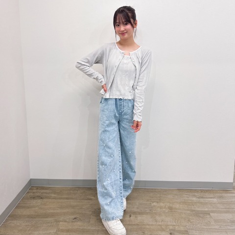 キッズ　カーディガン+キャミソールセット（140～160cm・mir..×hina)