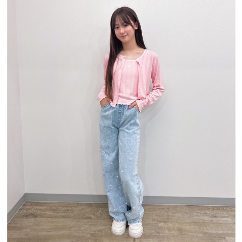 キッズ　カーディガン+キャミソールセット（140～160cm・mir..×hina)