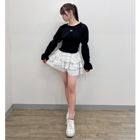 キッズ　フリルショートパンツ（140～160cm・mir..×hina)