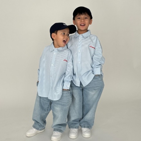 キッズ　ストライプシャツ（110～130㎝・RRmoment/RINA）