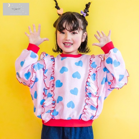 キッズ　airiフリルハート柄トップス　（110～120cm　JUO）
