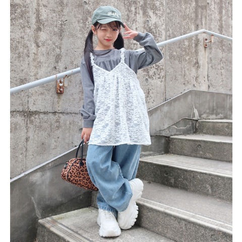キッズ　キャミソール+長袖Tシャツ　2点セット(120･130㎝･RELA.）