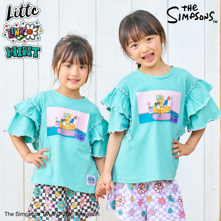 キッズ Tシャツ (110～130cm・LITTC・LINK＠・MINT/シンプソンズ
