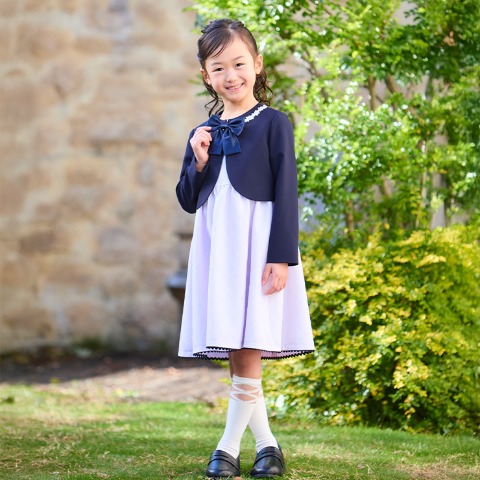 キッズ　ボレロ＋ジャンパースカート+リボン　3点セット（110～130cm・キッズフォーマル）